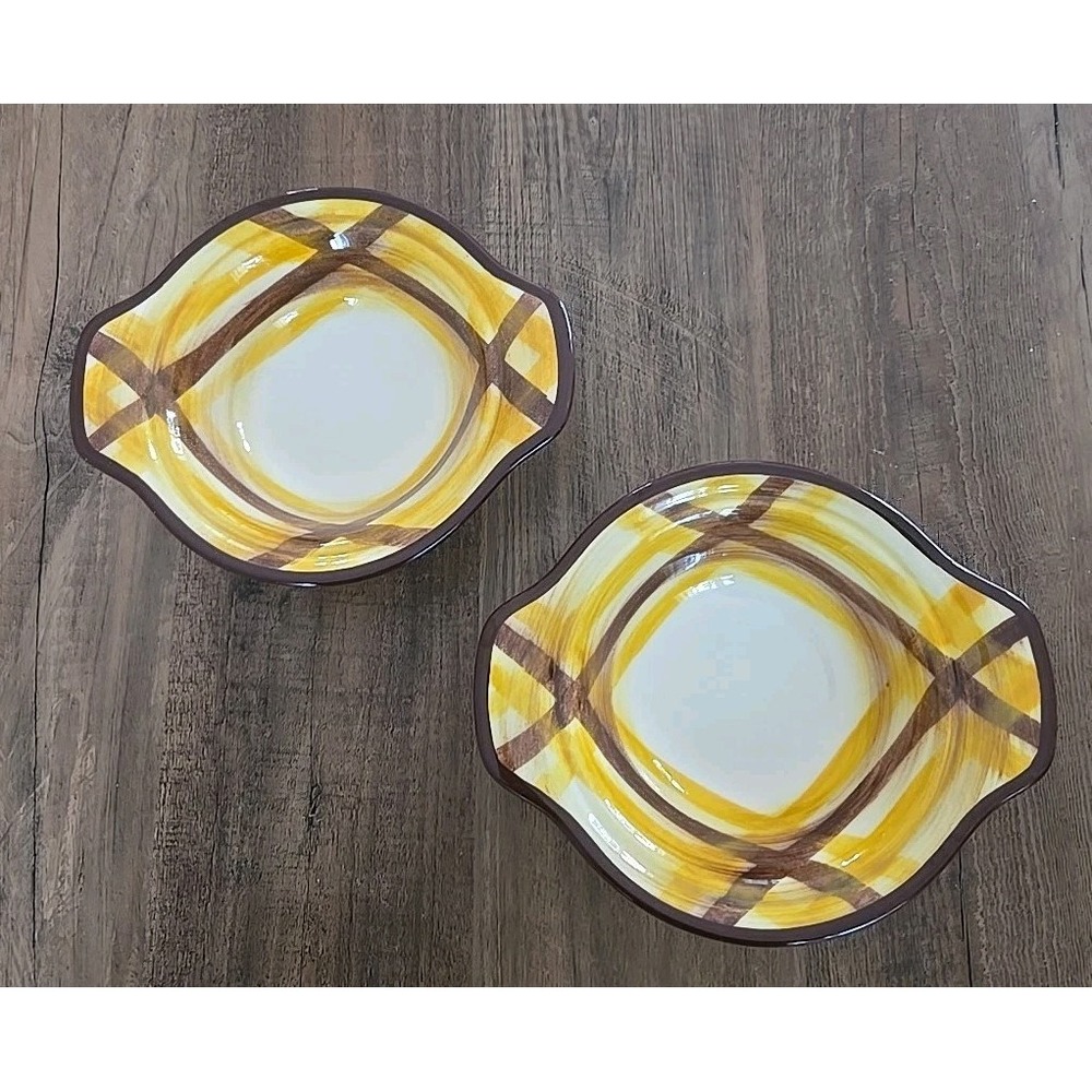 VTG Vernonware California USA Hand Painted Set Of 2 Ceramic Soup/Chowder Bowls
